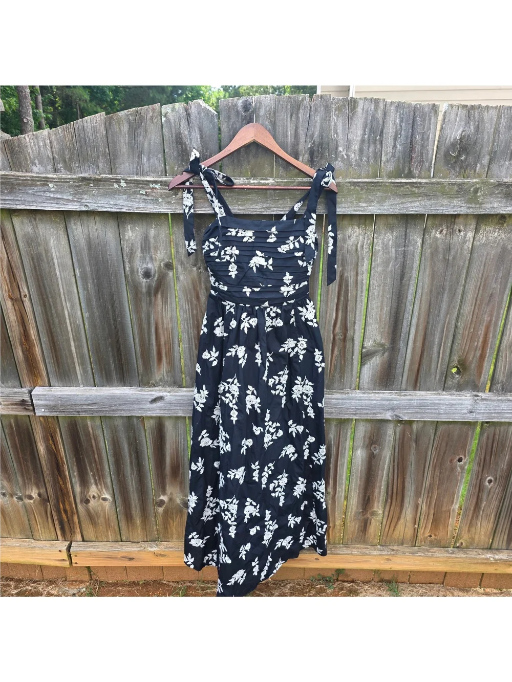 Abercrombie & Fitch Black and White Floral Tie-Strap Emerson Maxi Dress XS Tall